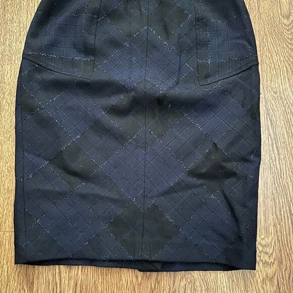 Diane von Furstenberg Blue lined Pencil Skirt size 4 career casual business - Picture 4 of 13